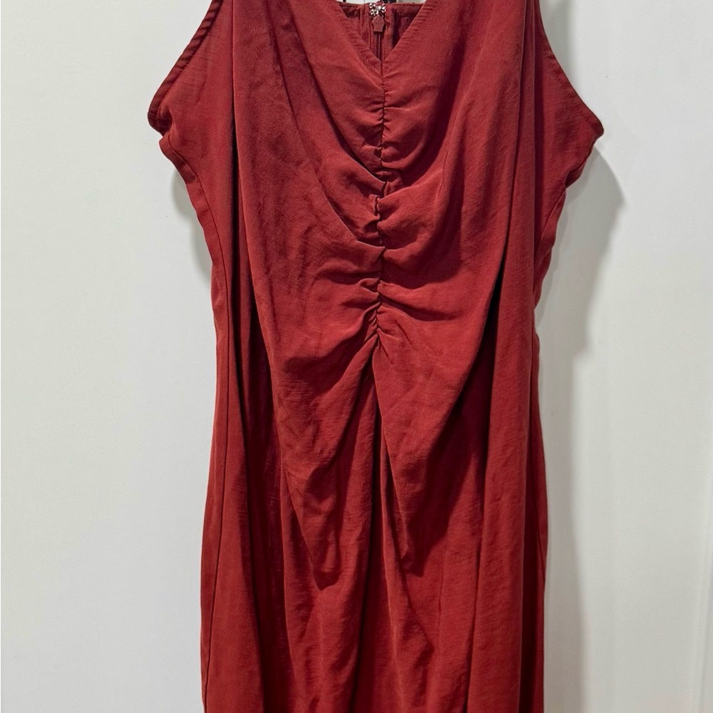 DKNY Brand Rust Sleeveless Draped Dress XL